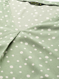 DressBerry Green & White Polka Dots Print Top