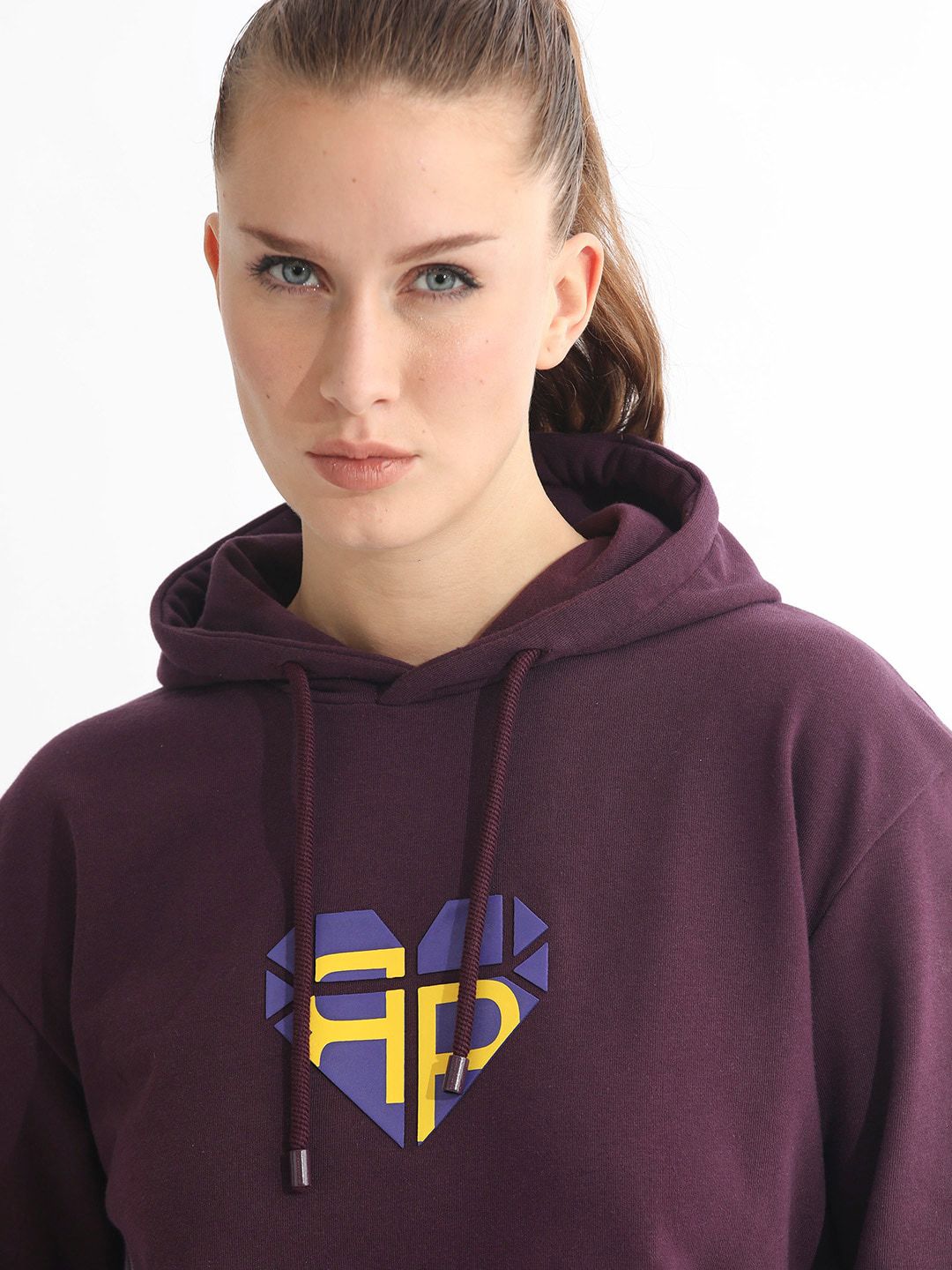 RAREISM Graphic Printed Hooded Cotton Sweatshirt