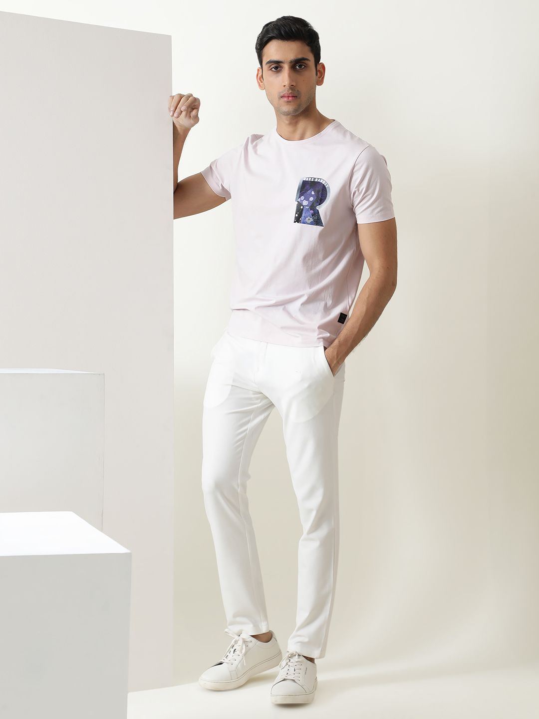 RARE RABBIT Men Rings-4 Slim Fit Solid Polo Collar T-Shirt