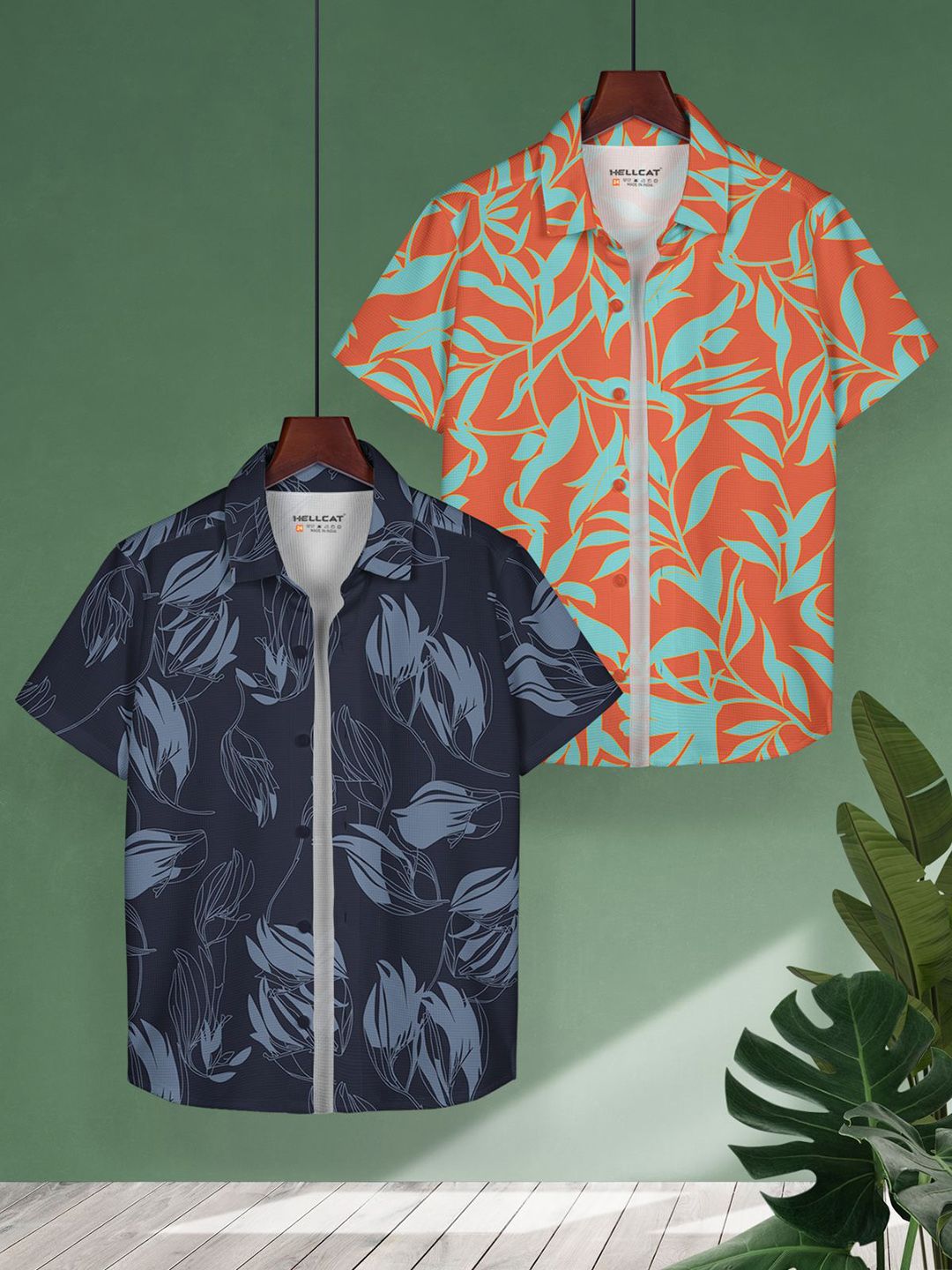 HELLCAT Boys Pack of 2 Cotton Conversational Printed Casual Shirt