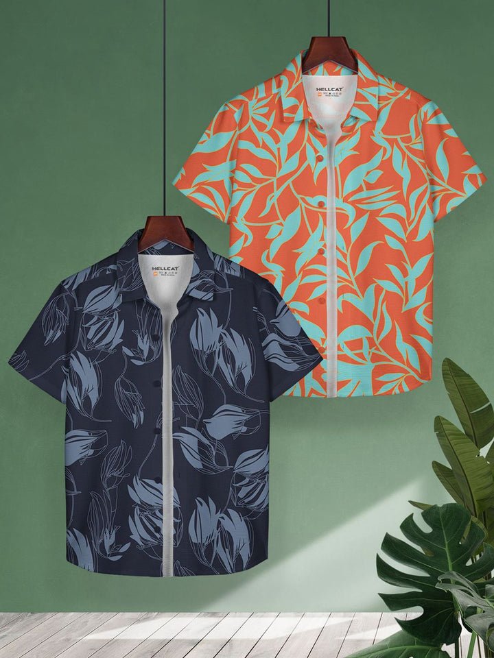 HELLCAT Boys Pack of 2 Cotton Conversational Printed Casual Shirt