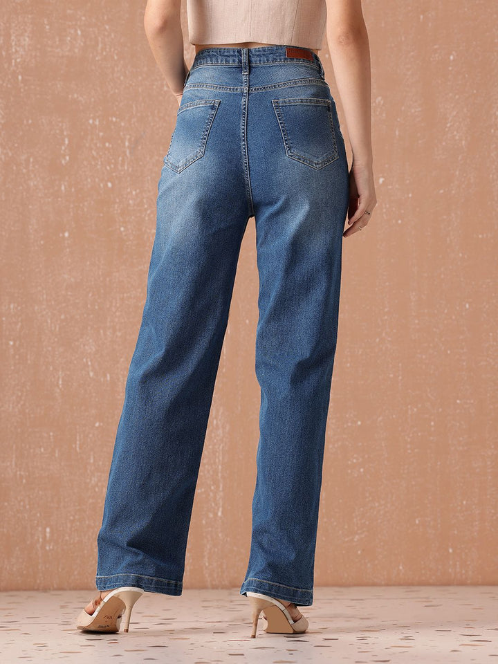 all about you Women Straight Fit High-Rise Light Fade Stretchable Jeans