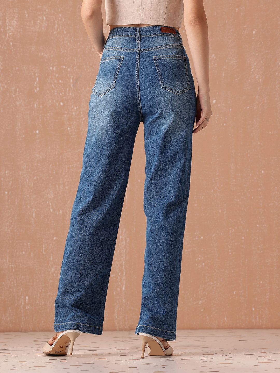 all about you Women Straight Fit High-Rise Light Fade Stretchable Jeans