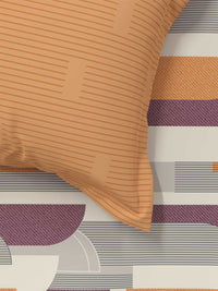 TRIDENT Charleen Orange Flat 144TC Queen Cotton Bedsheet Set