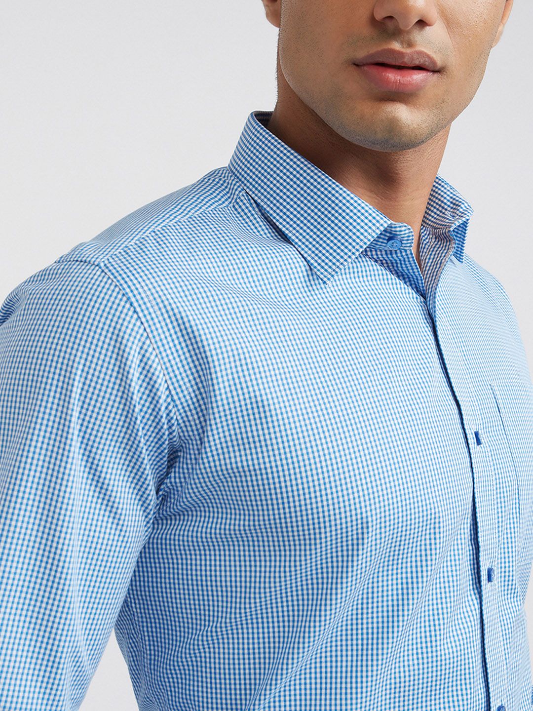 Raymond Slim Fit Gingham Checks Pure Cotton Formal Shirt