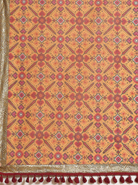 Shae by SASSAFRAS Mustard Yellow & Green Ethnic Motifs Print Patola Saree