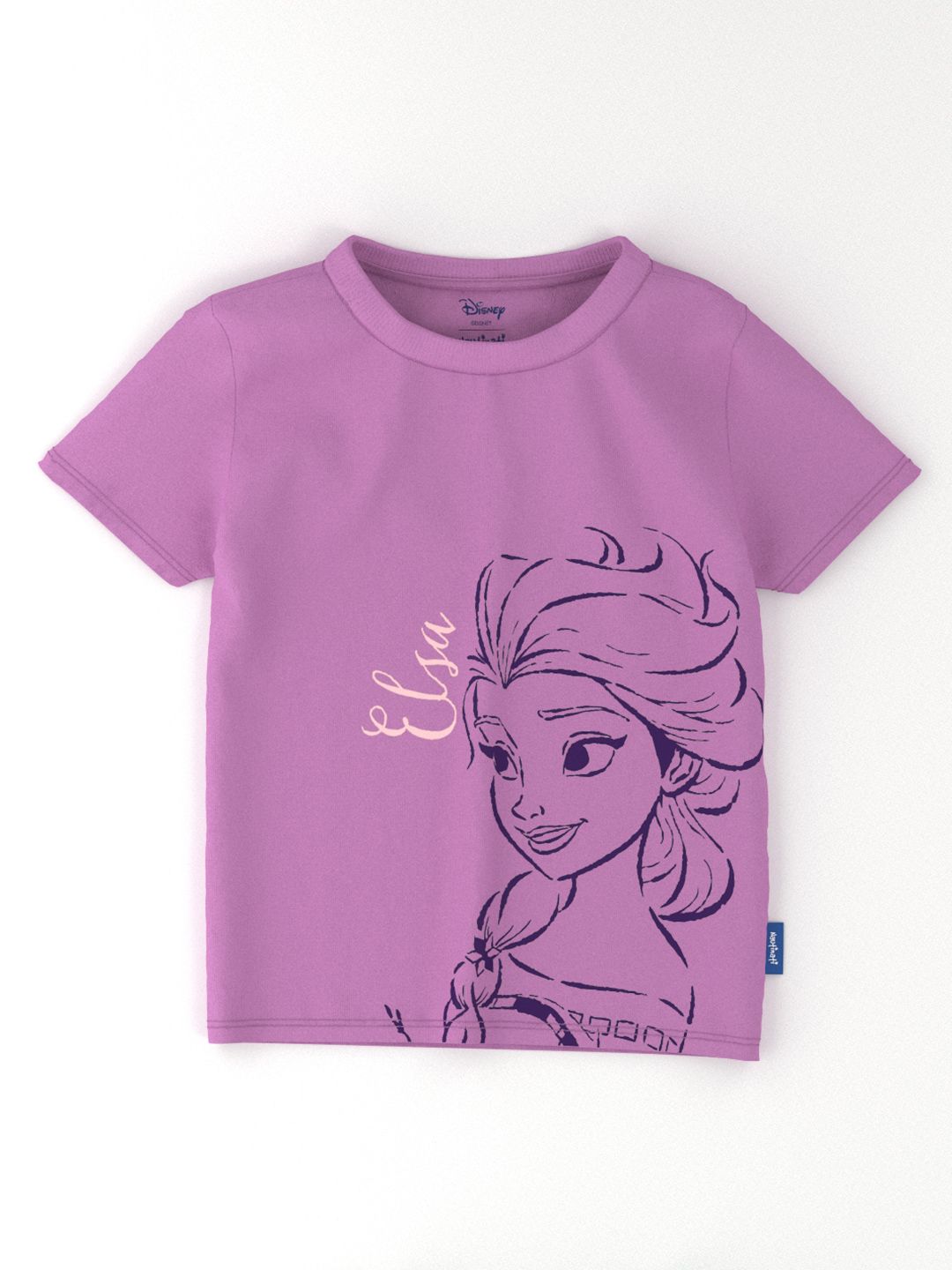 Nauti Nati Girls Pack of 2 Frozen Antimicrobial Graphic Printed Round Neck Cotton T-shirts