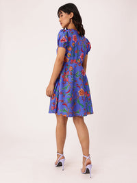 DressBerry Chic Bloom Printed Gathered A-Line Dress