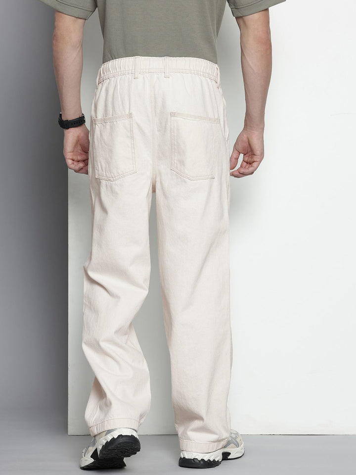 The Indian Garage Co Men Pleated Relaxed Fit Pure Cotton Jeans