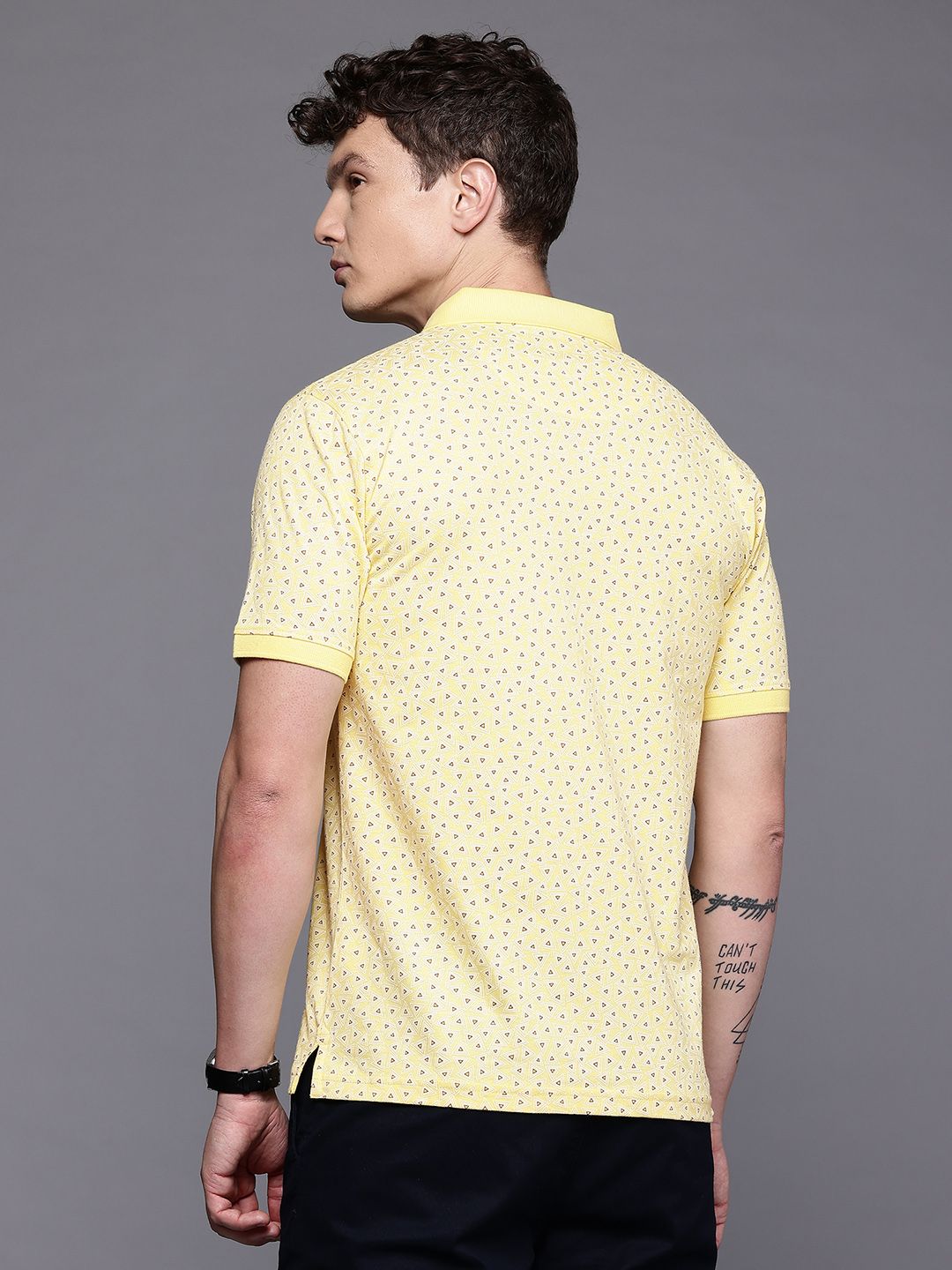 Raymond Geometric Printed Pure Cotton Modern Fit Polo Collar T-shirt