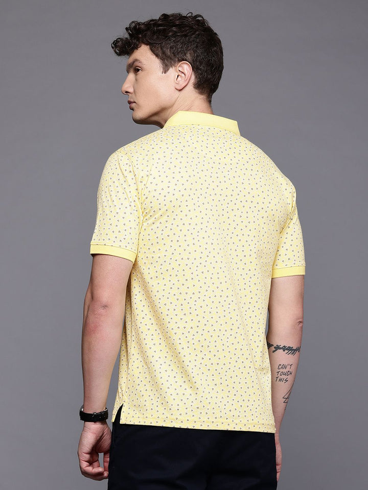 Raymond Geometric Printed Pure Cotton Modern Fit Polo Collar T-shirt