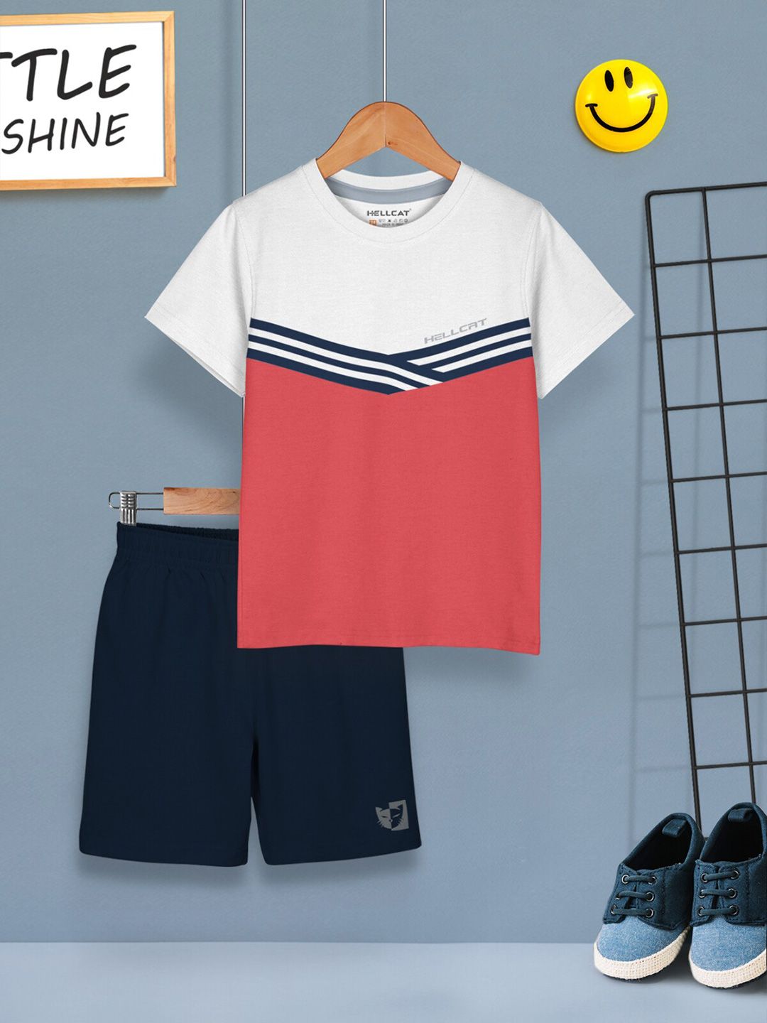 HELLCAT Pack Of 2 Boys Printed T-shirts With Shorts