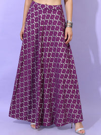Vishudh Women Purple Panelled Kurti with Skirt & With Jacket