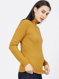 Tokyo Talkies Women Mustard Solid Sweater