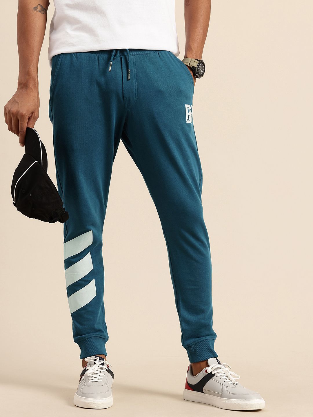 Being Human Men Pure Cotton Striped Joggers