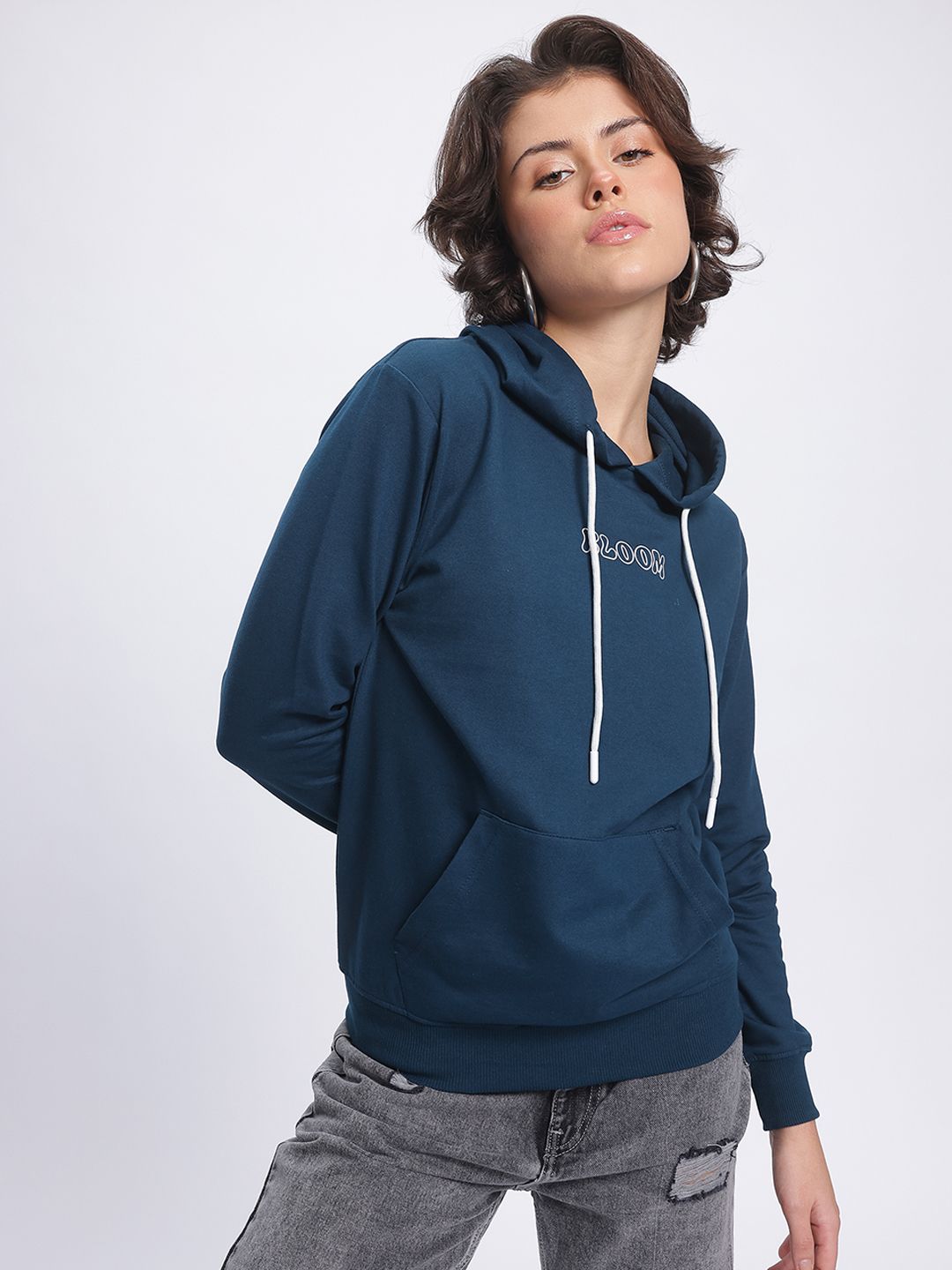 DressBerry Retro Blooms Printed Hooded Sweatshirt