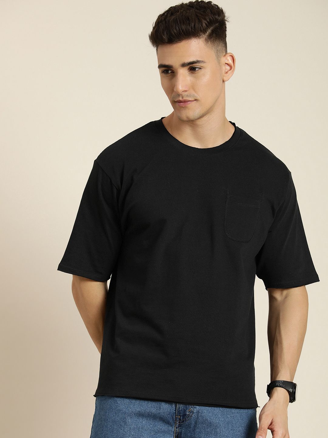 DILLINGER Men Honeycomb Structure Oversized Pocket T-shirt