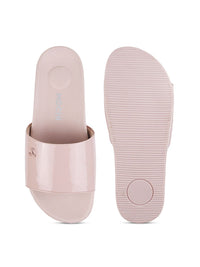 Mochi Women Pink Solid Sliders