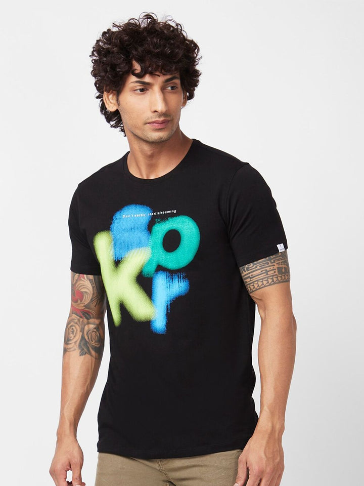 SPYKAR Graphic Printed Slim Fit Cotton T-shirt