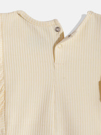 Happy Faces Girls Striped Ruffled Fit & Flare Pure Cotton Dress