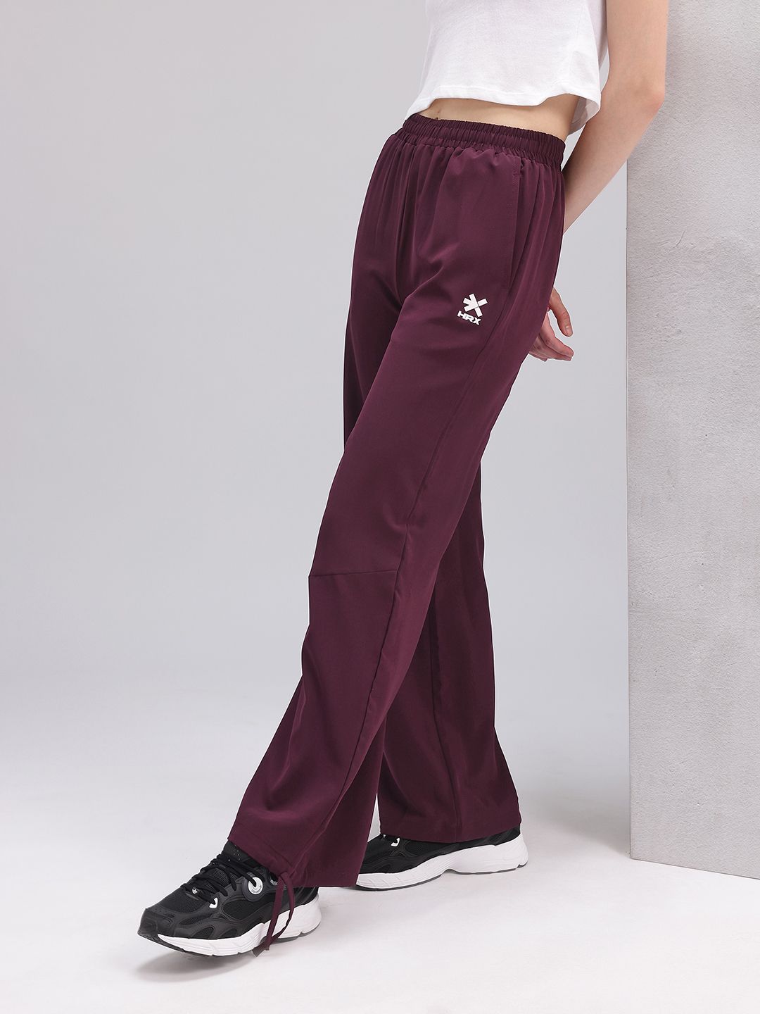 HRX by Hrithik Roshan Women Flared Lifestyle Track Pants with Toggle Hem