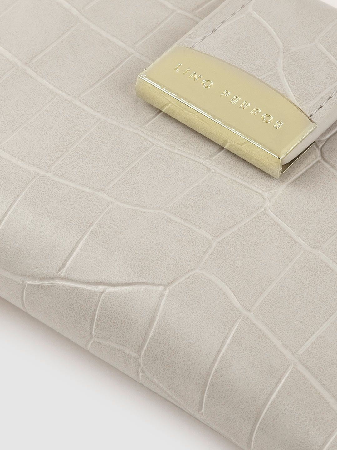 Lino Perros Women Grey Croc Textured Two Fold Wallet