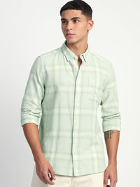 THE BEAR HOUSE Men Slim Fit Windowpane Checks Opaque Pure Cotton Casual Shirt