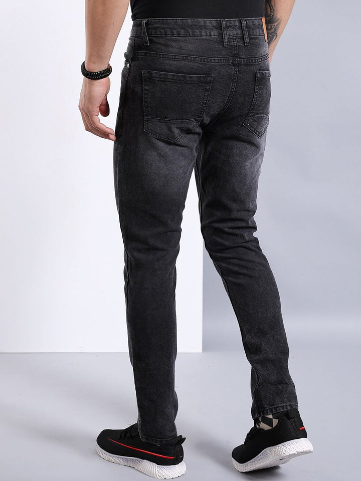 The Indian Garage Co Men Black Mid-Rise Slim Fit Clean Look Light Fade Stretchable Jeans