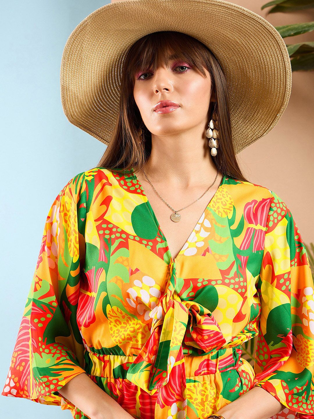 SASSAFRAS Floral Printed V-Neck Playsuit