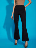 SASSAFRAS Women Black Slim Fit Bootcut Trousers
