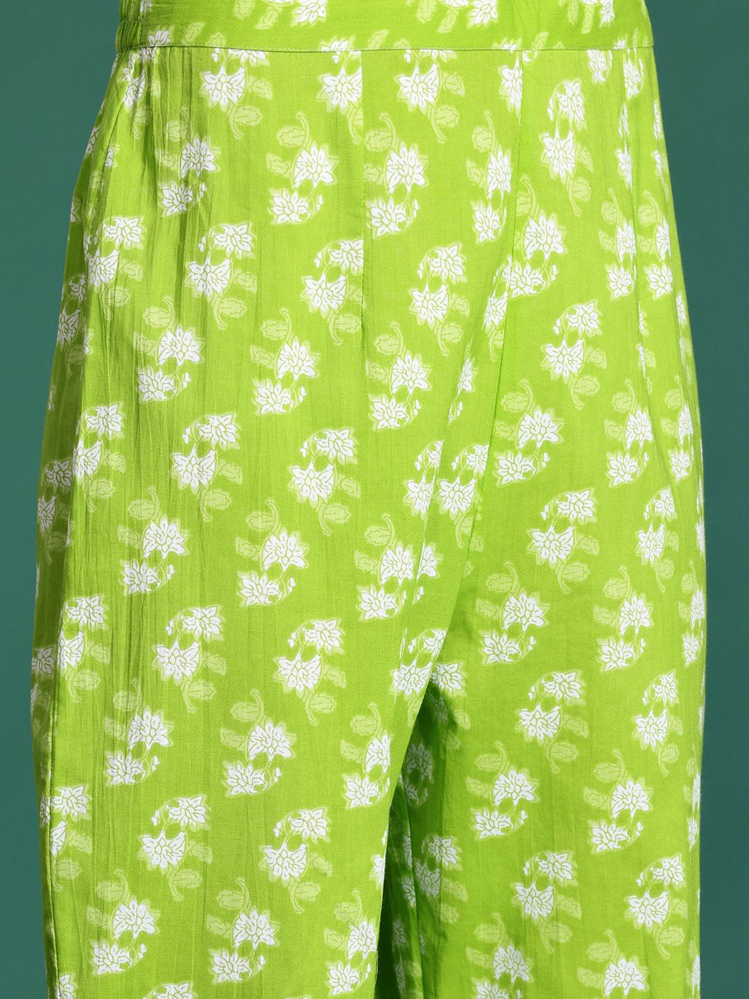 Indo Era Floral Printed Empire Sequinned Pure Cotton Kurta with Trousers