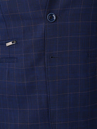 Park Avenue Men Navy Blue Checked Super Slim-Fit Single-Breasted Formal Blazer