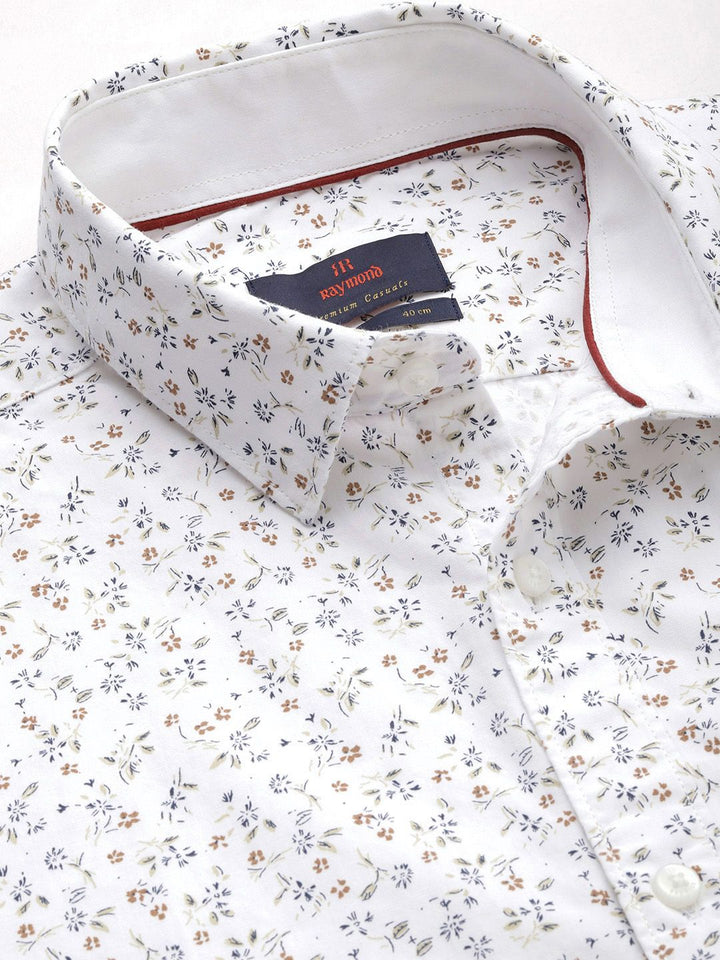 Raymond Men Slim Fit Floral Printed Pure Cotton Casual Shirt