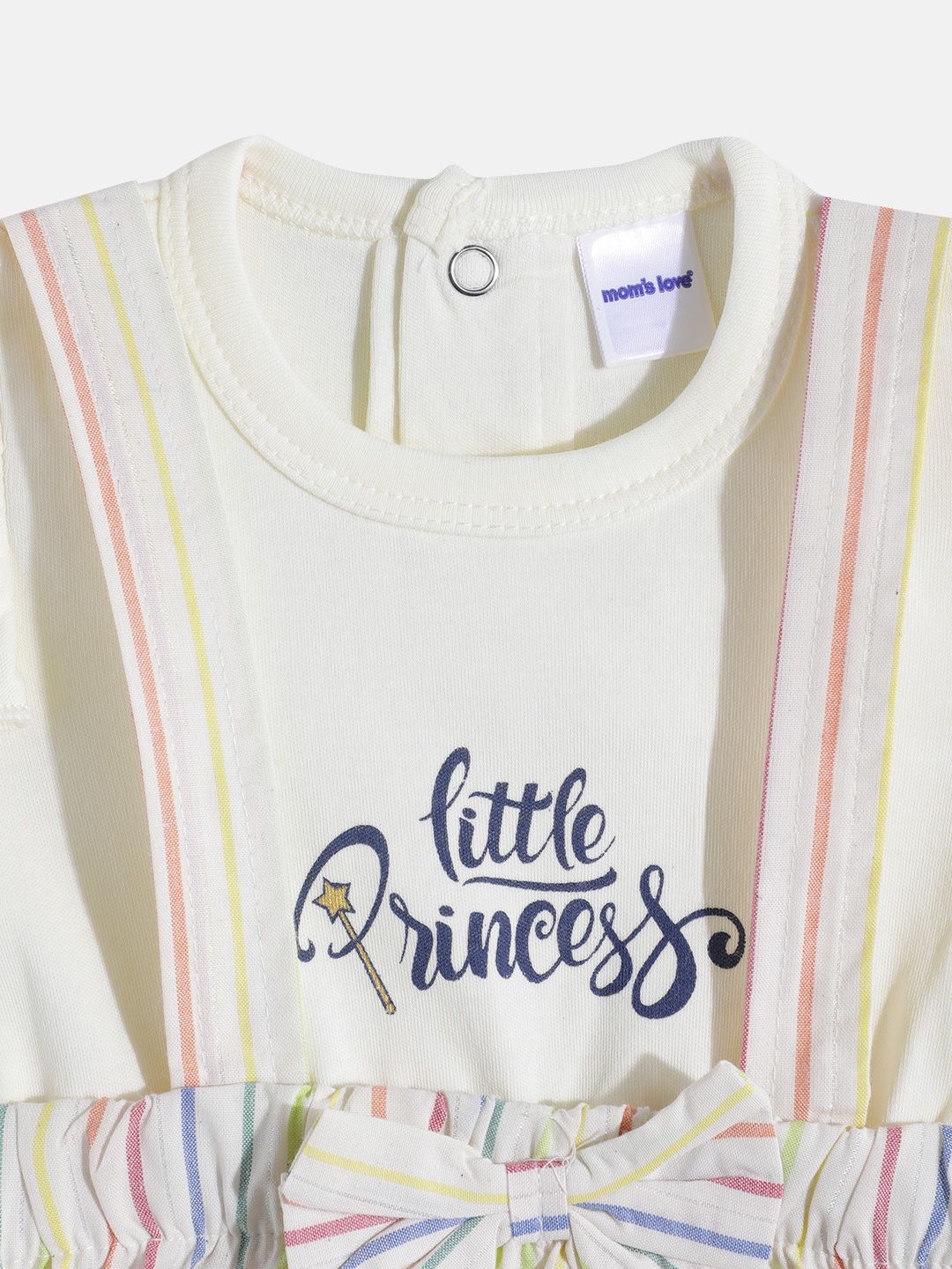 Moms Love Infant Girls Striped Bow Detail Pleated Fit & Flare Dress