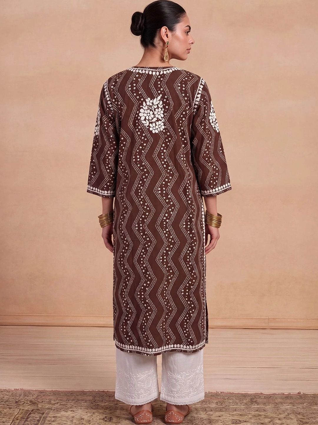 Rumah Wanita Chikankari Sulam Kurta Chikankari