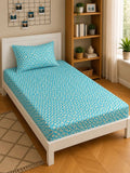 Moda Rapido X KLOTTHE Turquoise Blue Geometric 300 TC Cadar Tempat Tidur Single dengan 1 Sarung Bantal