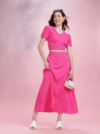 DressBerry Crinkle Cropped  Top & Midi Skirt