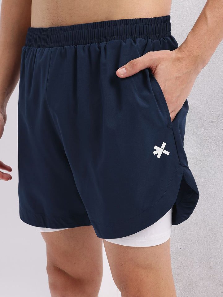 HRX by Hrithik Roshan Men Rapid-Dry Running Shorts with Inner Tights