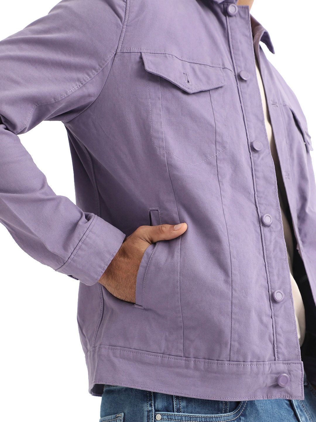 RARE RABBIT Men Vintago Tailored Fit Stand Cotton Denim Jacket