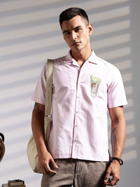 Eszett Lemon-Glass Cuban Collar Cotton Shirt