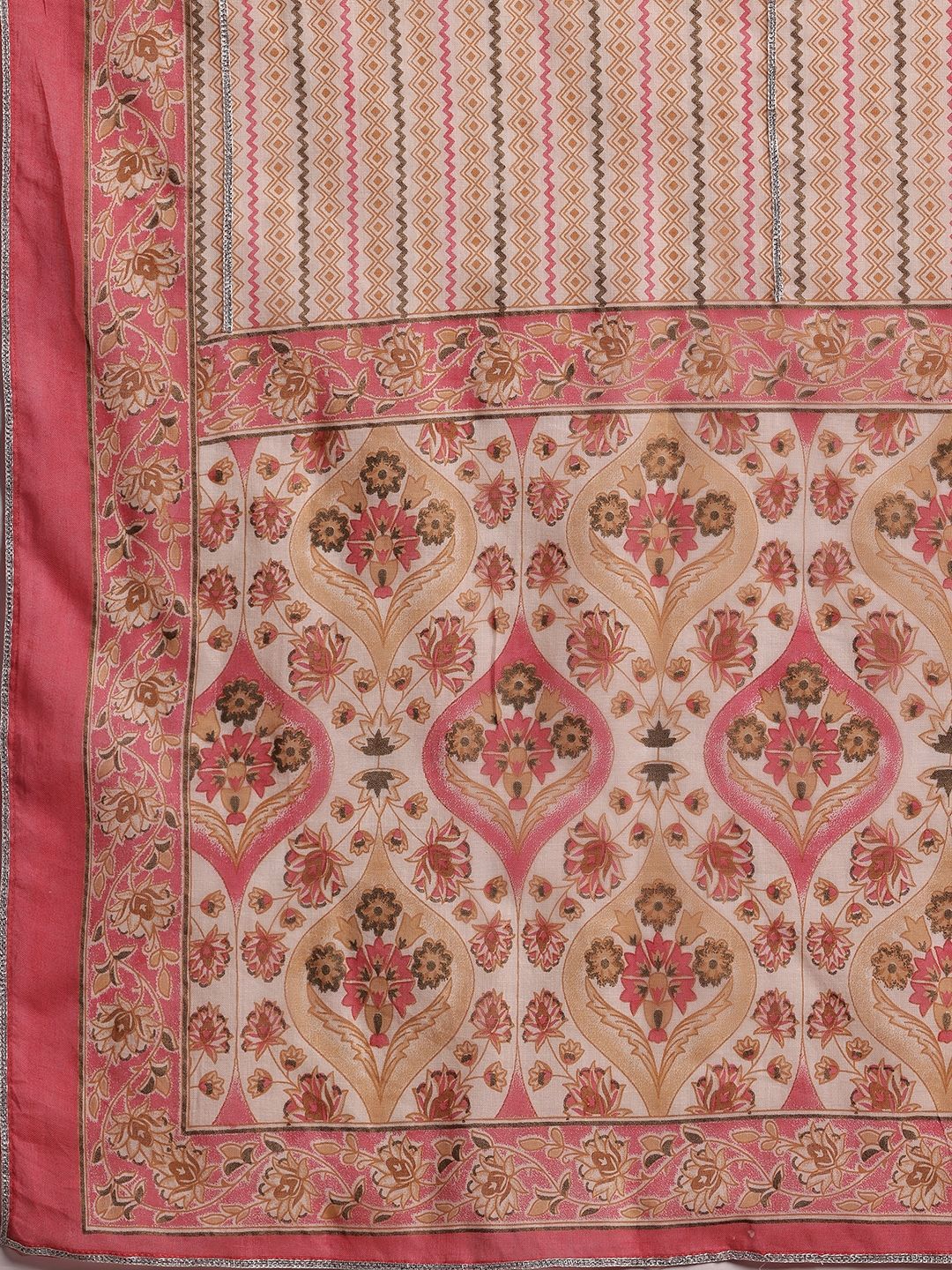 Libas Printed Panelled Gotta Patti Pure Cotton Anarkali Kurta with Palazzos & Dupatta