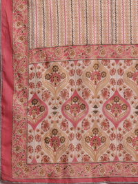 Libas Printed Panelled Gotta Patti Pure Cotton Anarkali Kurta with Palazzos & Dupatta