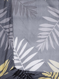 KLOTTHE Grey & Black Floral 300 TC Fitted Double King Bedsheet with 2 Pillow Covers
