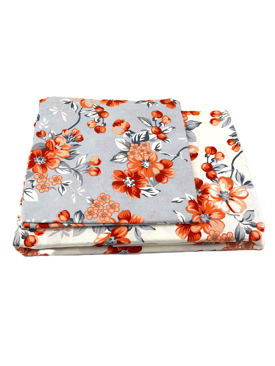 BOMBAY DYEING Blumen Brown Floral 104 TC Cotton Queen Bedsheet Set-2.24 m X 2.54 m