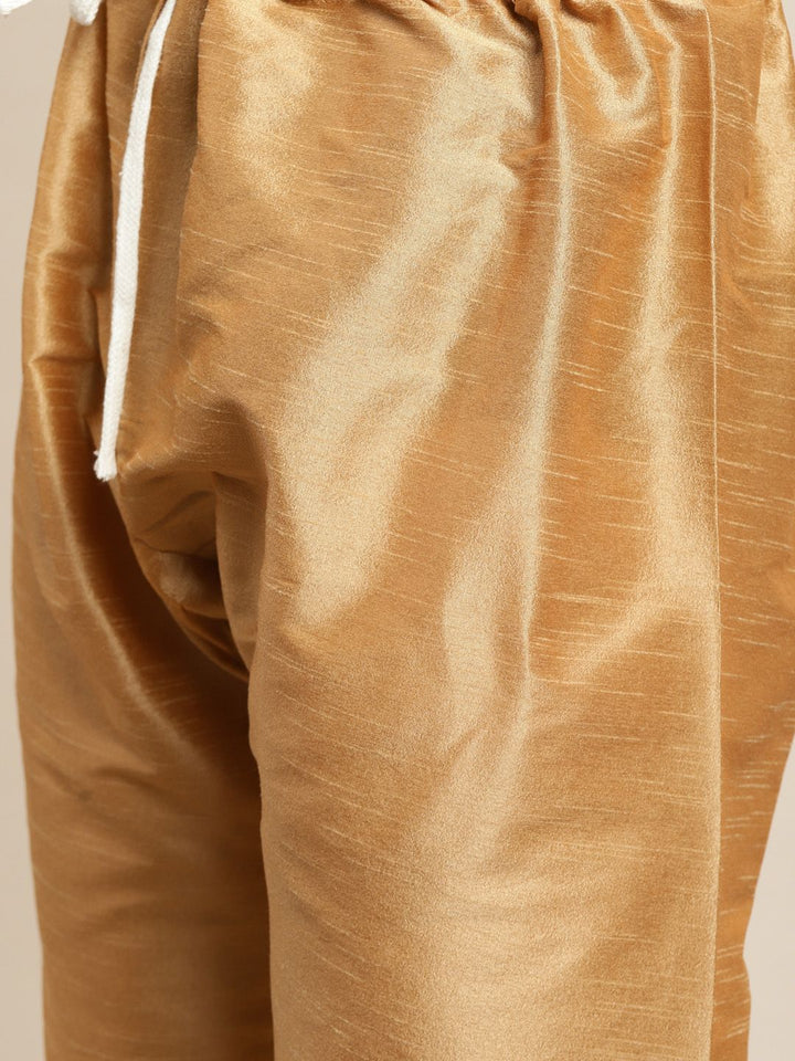 SOJANYA Men Golden & Yellow Kurta with Churidar & Nehru Jacket