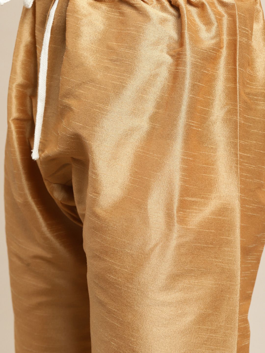 SOJANYA Men Golden & Yellow Kurta with Churidar & Nehru Jacket