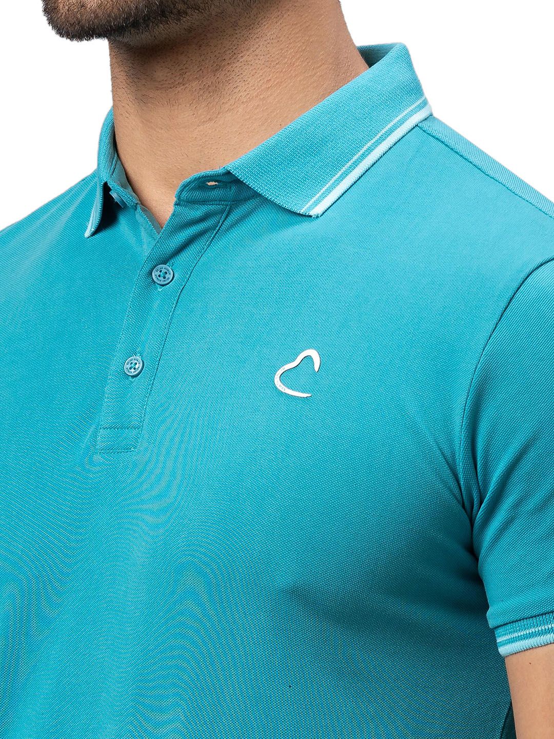 Being Human Men Blue Polo Collar Cotton T-shirt