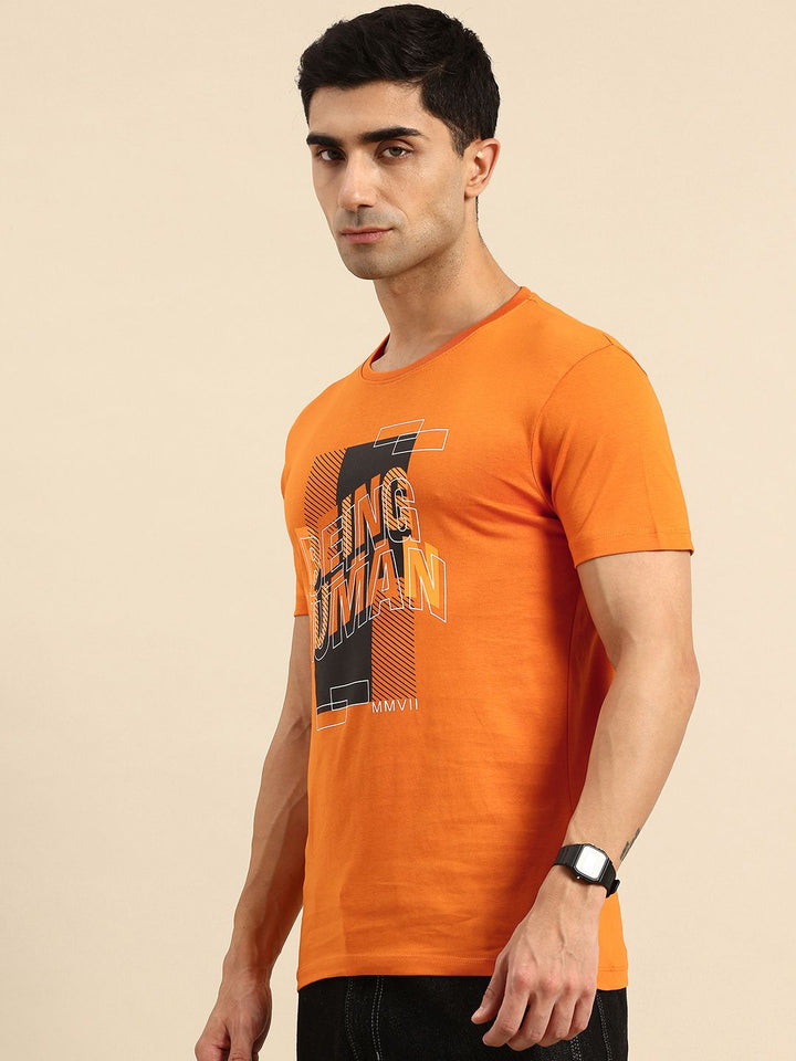 Being Human Pure Cotton Brand Logo Printed Slim Fit T-shirt