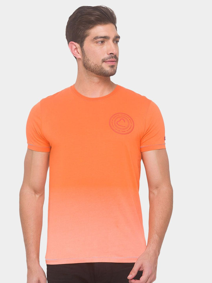 Being Human Men Orange Pure Cotton Brand Logo Printed Monochrome Regular Fit T-shirt