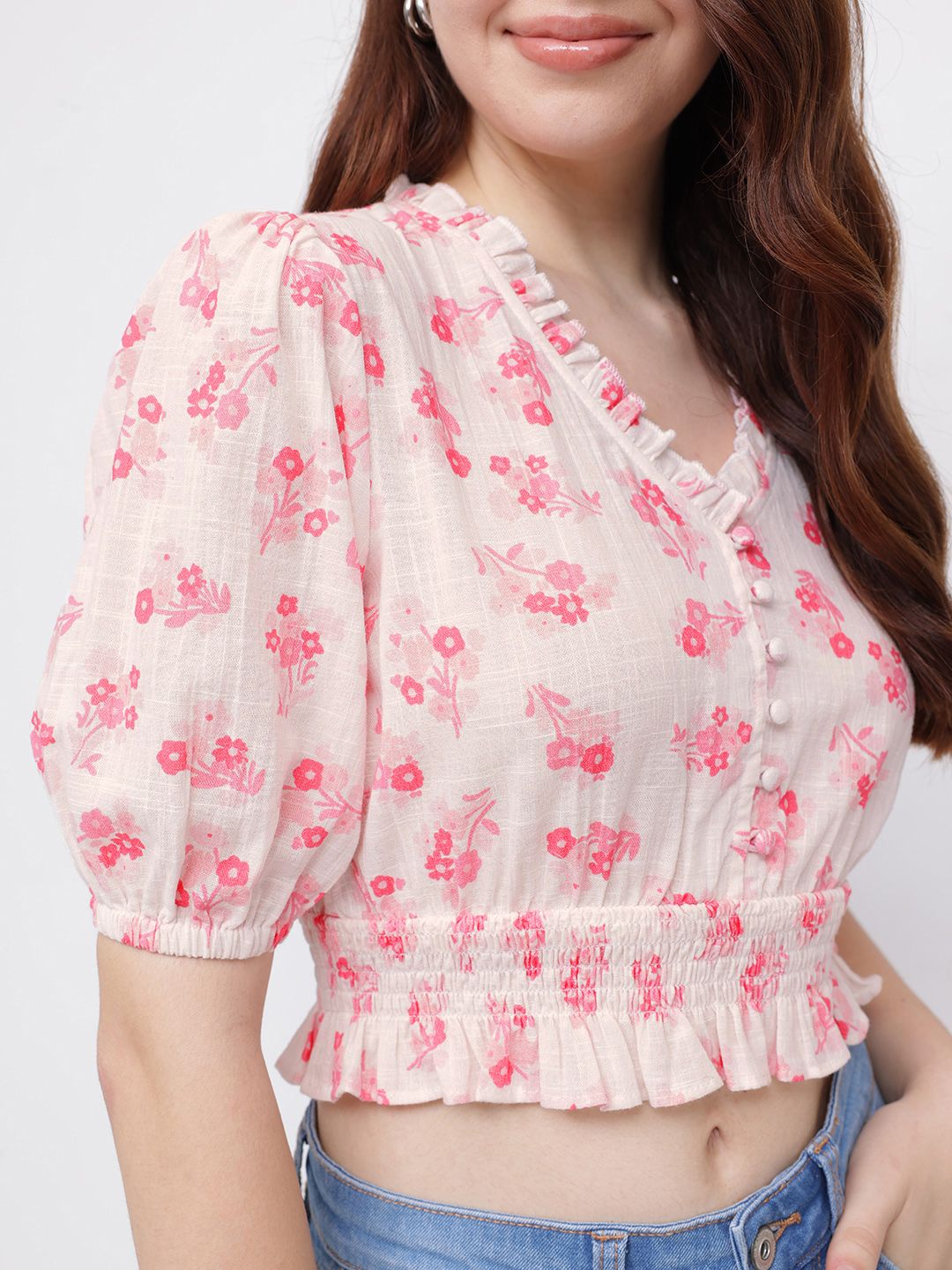 DressBerry Cottagecore Dream Smocked Blouson Top